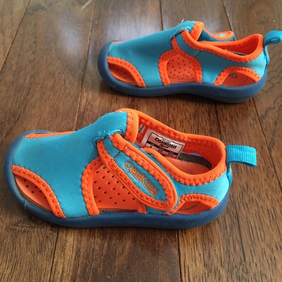 Oshkosh B’gosh Bright Blue Aqua Orange Toddler Water Shoes Sandals Size 5 - Picture 4 of 9